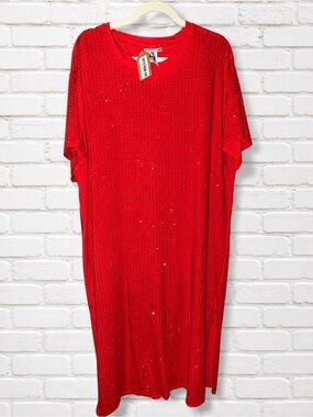 QUEEN OF SPARKLES Red Sequin Maxi Shift Dress